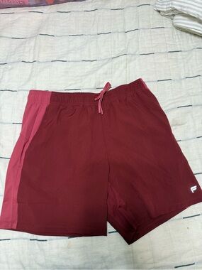 Fabletics Men's Athletic Shorts in Maroon and Pink